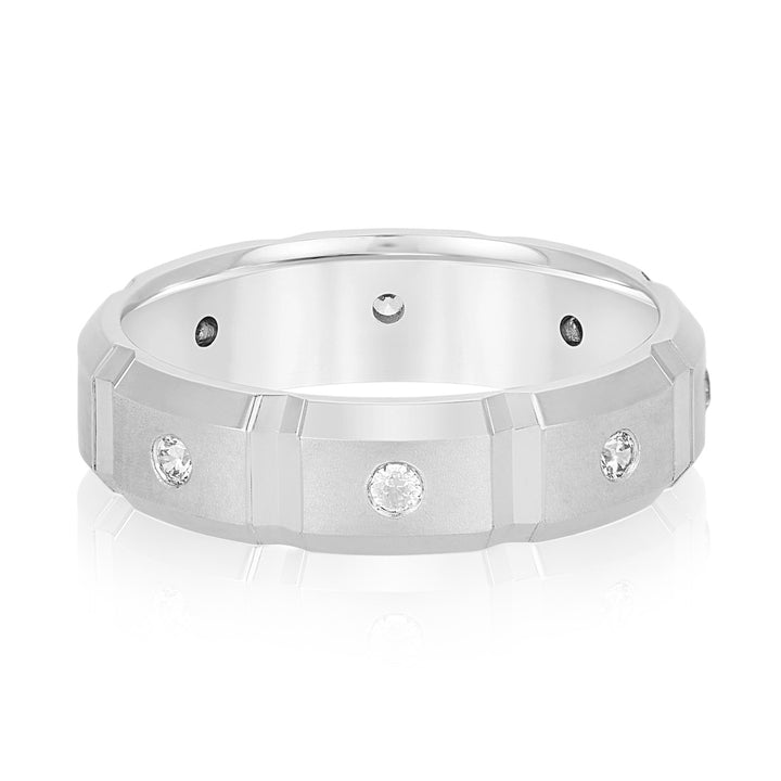 Mason 6mm Mens Diamond Band in 10K White Gold