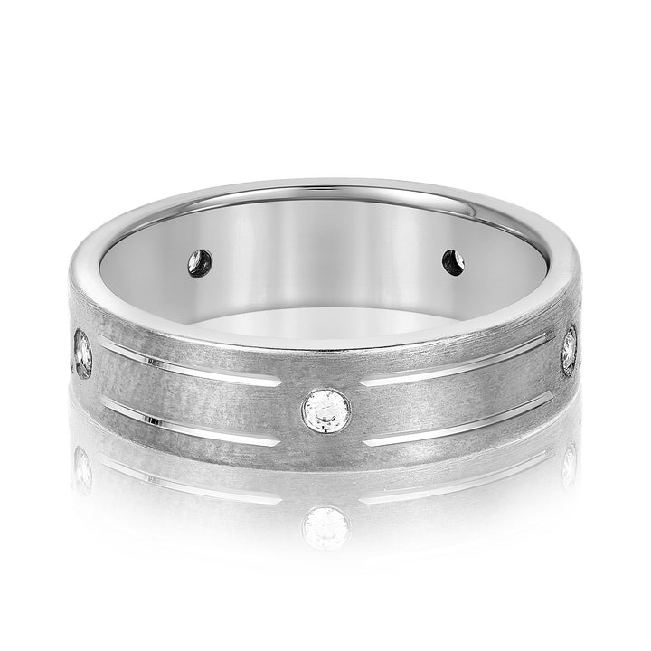 Ethan 6mm Mens Diamond Band in 10K White Gold