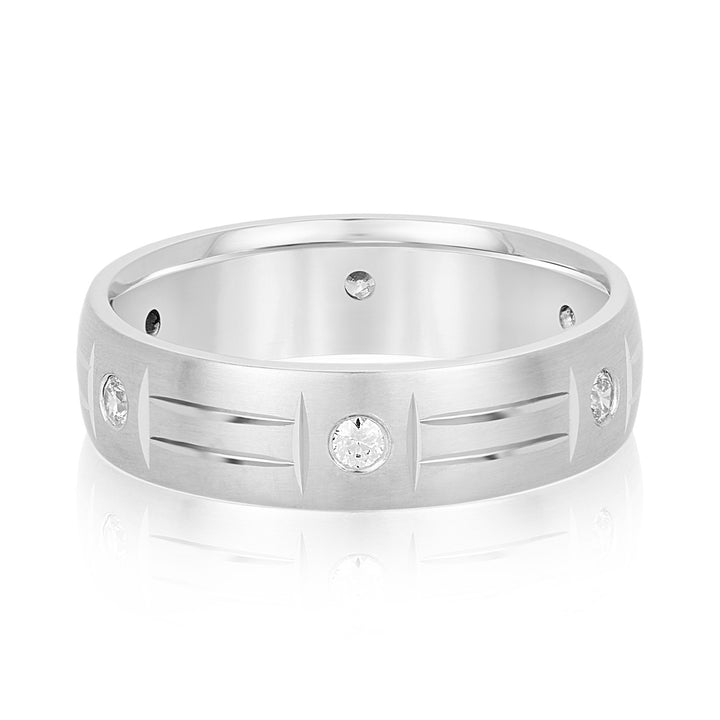 Alexander 6mm Mens Diamond Band in 10K White Gold