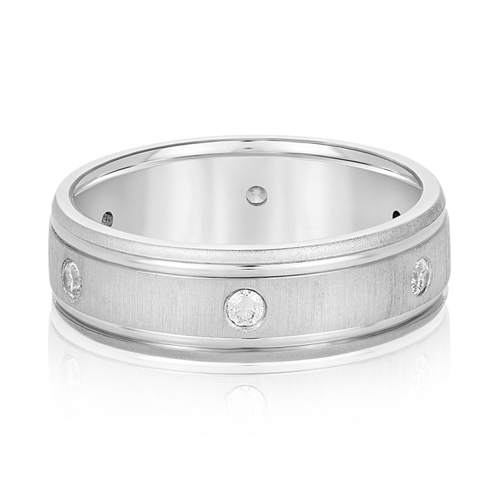 Oscar 6mm Mens Diamond Band in 10K White Gold