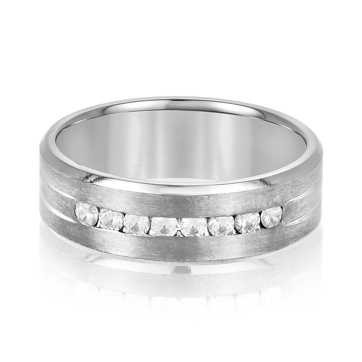 Samuel 7mm Mens Diamond Band in 10K White Gold