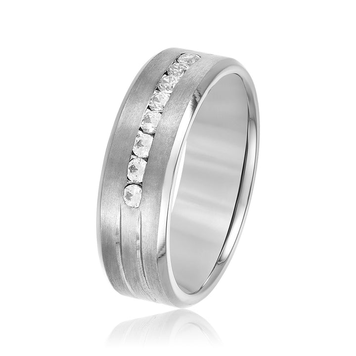 Jesse 7mm Mens Diamond Band in Platinum