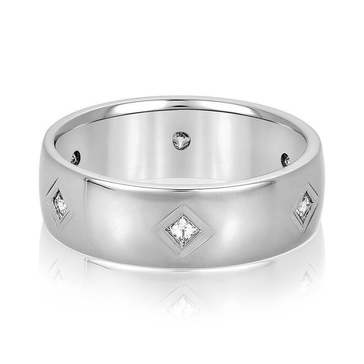 Levi 7mm Mens Diamond Band in 10K White Gold