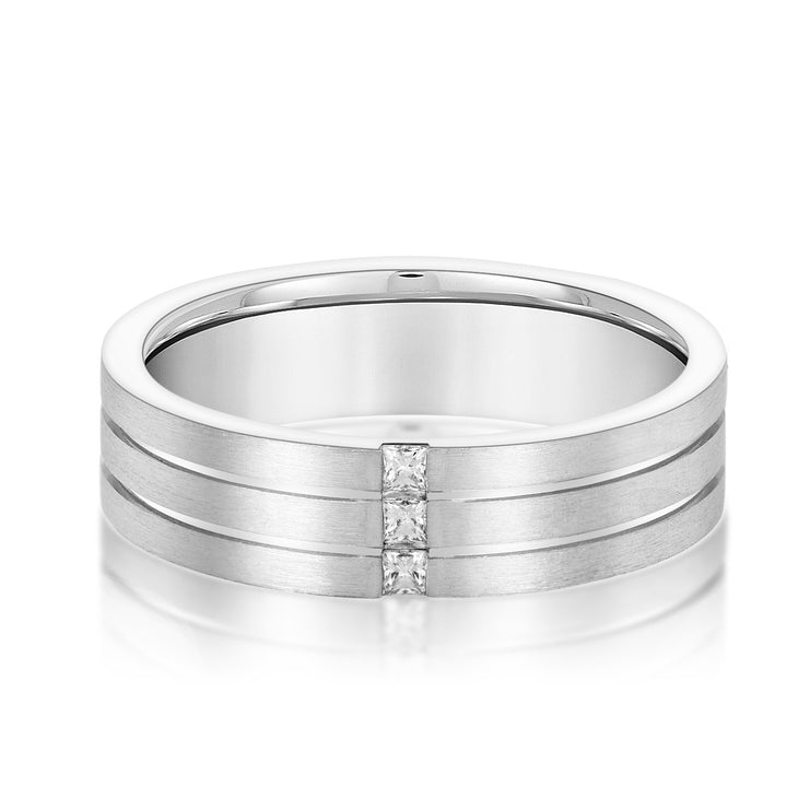 Benjamin 6mm Mens Diamond Band in 10K White Gold