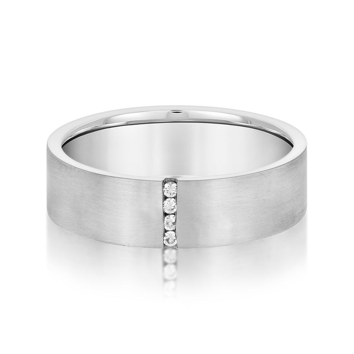 Xavier 6mm Mens Diamond Band in 10K White Gold