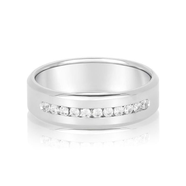 Flynn 6mm Mens Diamond Band in 10K White Gold