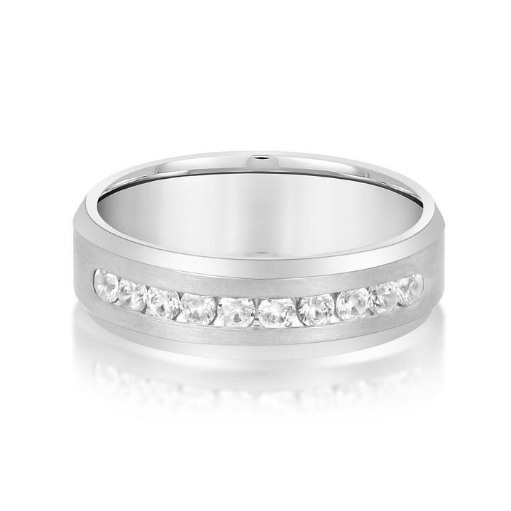 Angus 7mm Mens Diamond Band in 10K White Gold