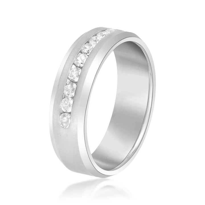 Wesley 7mm Mens Diamond Band in Platinum