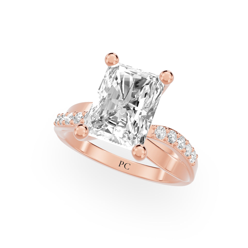 Celeste Vintage Engagement Rings in Radiant Rose Gold
