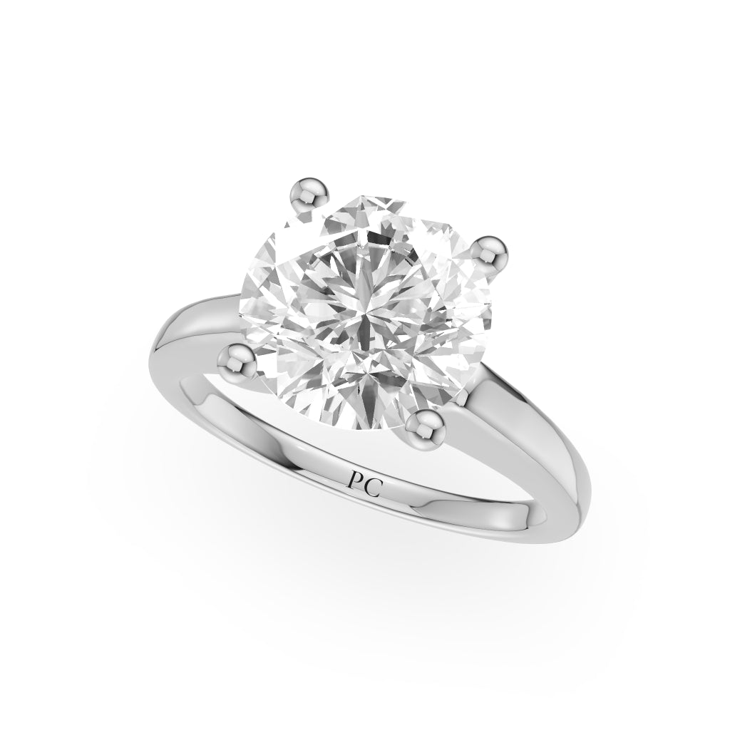 Grandeur Solitaire Engagement Rings in Round White Gold