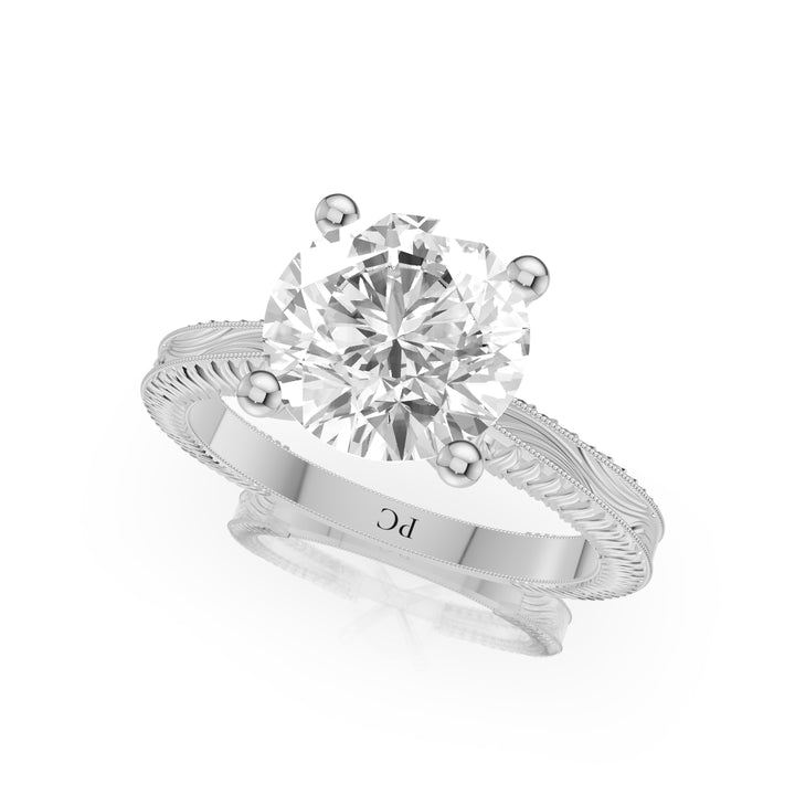 Samira Vintage Engagement Ring in Round White Gold