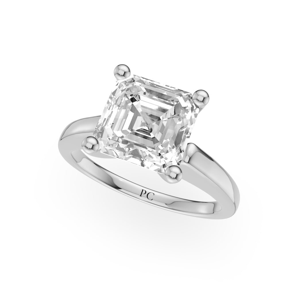 Grandeur Solitaire Engagement Rings in Asscher White Gold