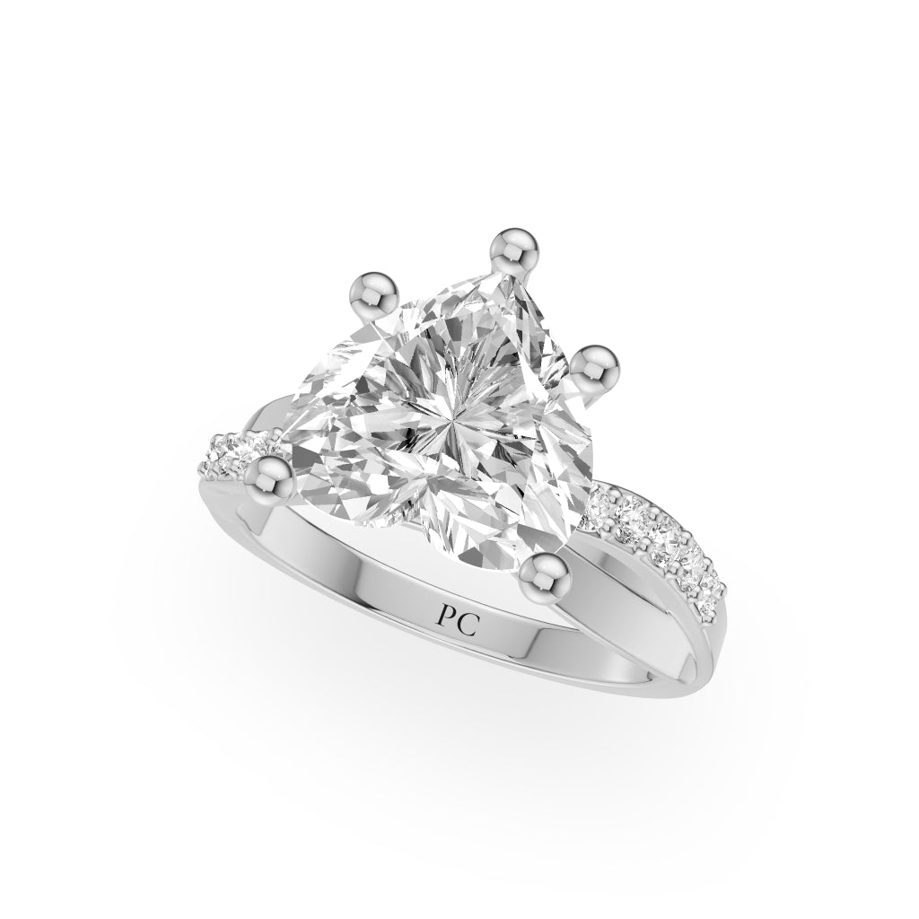 Celeste Vintage Engagement Rings in Heart White Gold