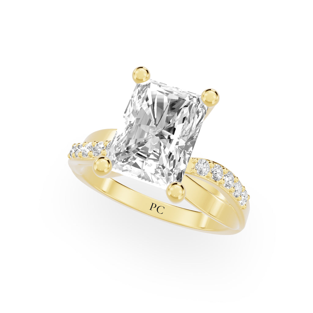 Celeste Vintage Engagement Rings in Radiant Yellow Gold
