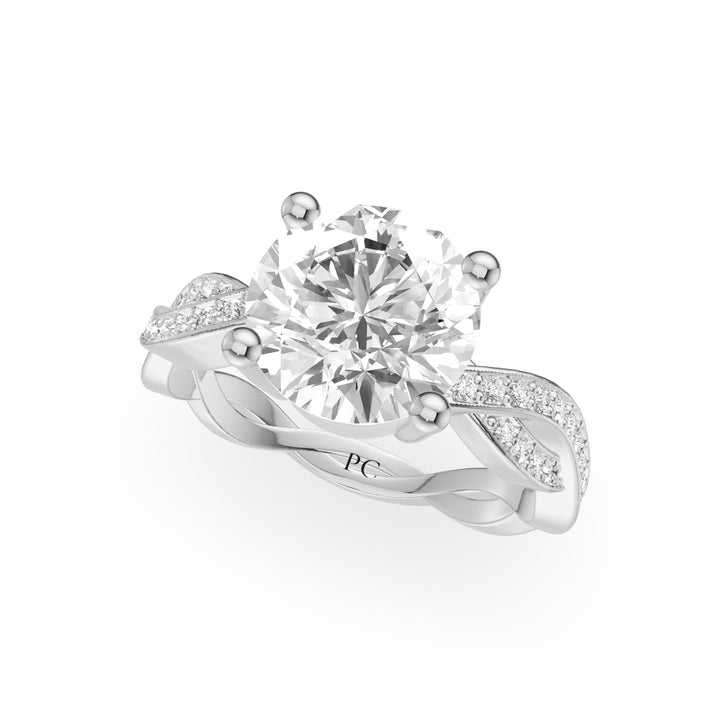 Tissah Nature Inspired Engagement Ring in Round White Gold