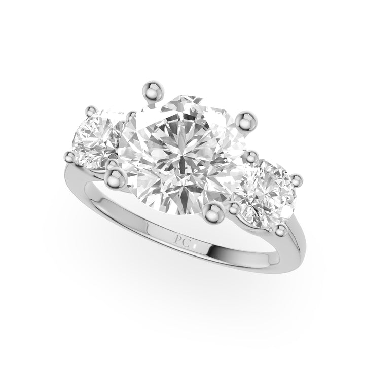 Sow Three Stone Round Cut Engagement Ring