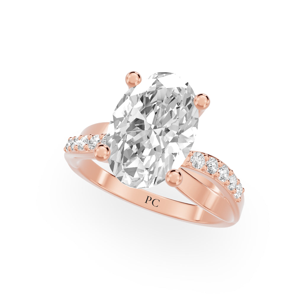 Celeste Vintage Engagement Rings in Oval Rose Gold