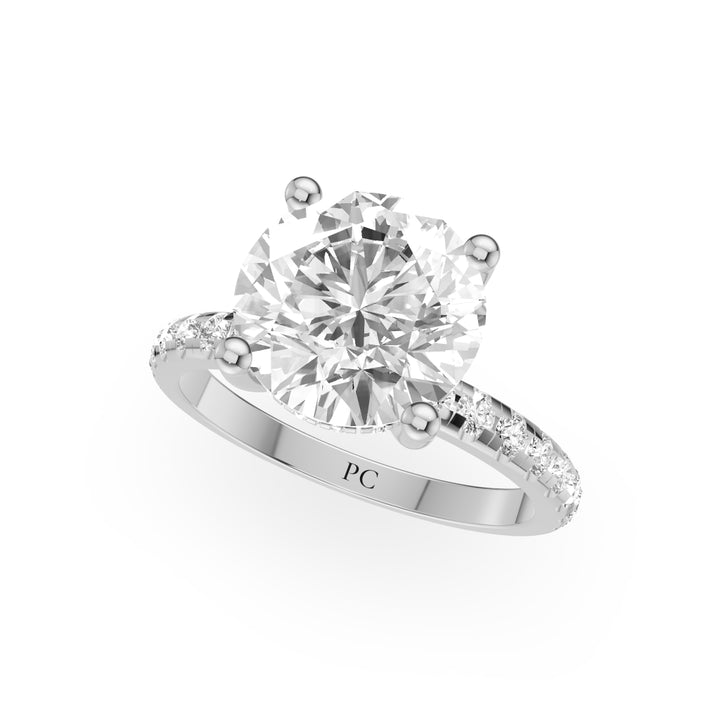 Rave Princess Cut Pave Engagement Ring in Round White Gold