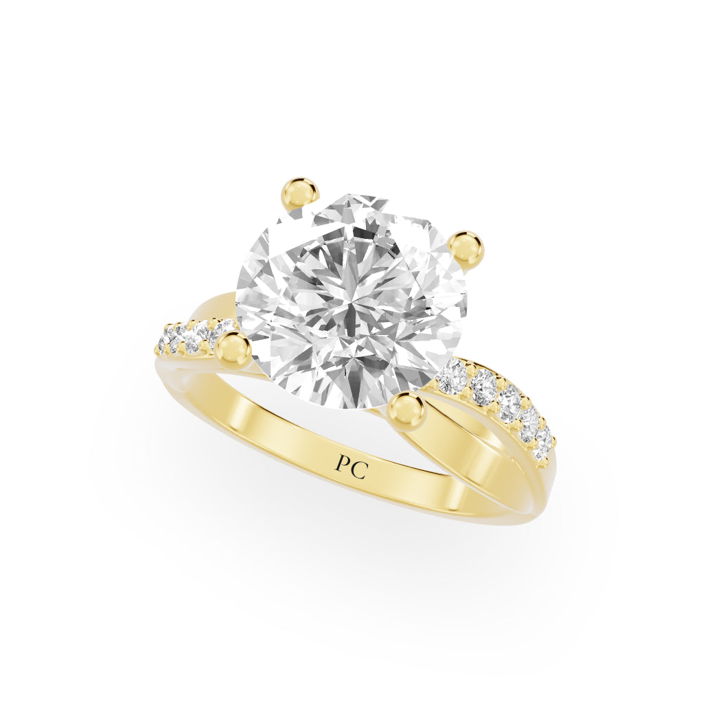 Celeste Vintage Engagement Rings in Round Yellow Gold