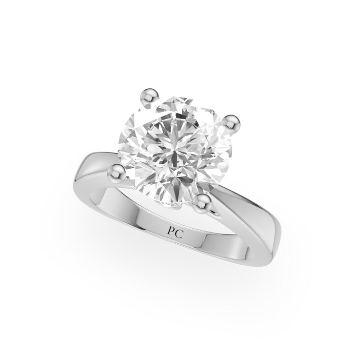 Sloane Solitaire Hidden Halo Engagement Ring in Round White Gold