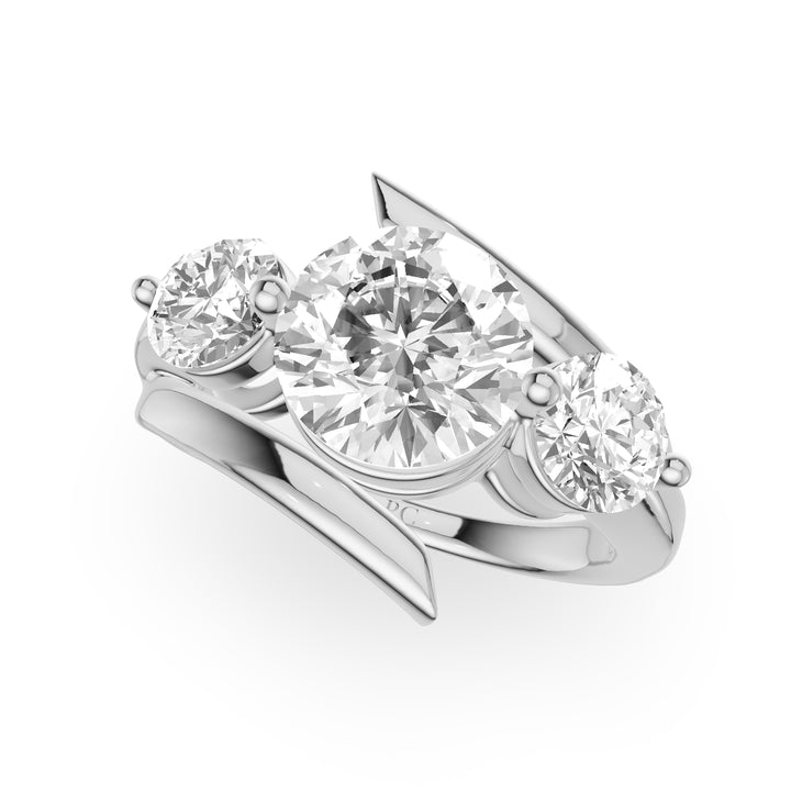 Nero Three Stone Twisted Shank Engagement Ring