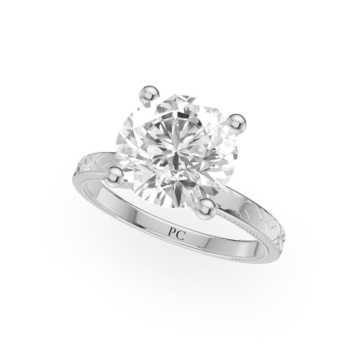 Linen Vintage Xo Engagement Ring in Round White Gold