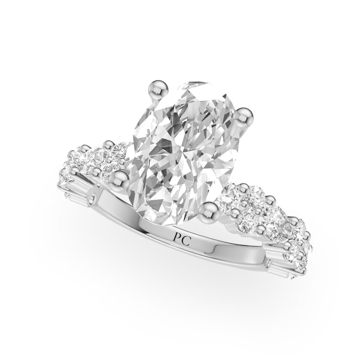 Zoe Nature Inspired Engagement Ring in Oval White Gold