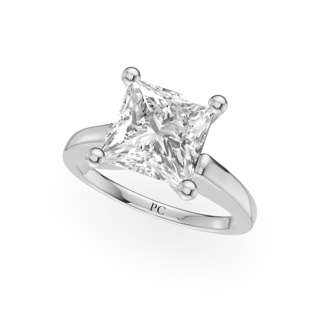 Grandeur Solitaire Engagement Rings in Princess White Gold
