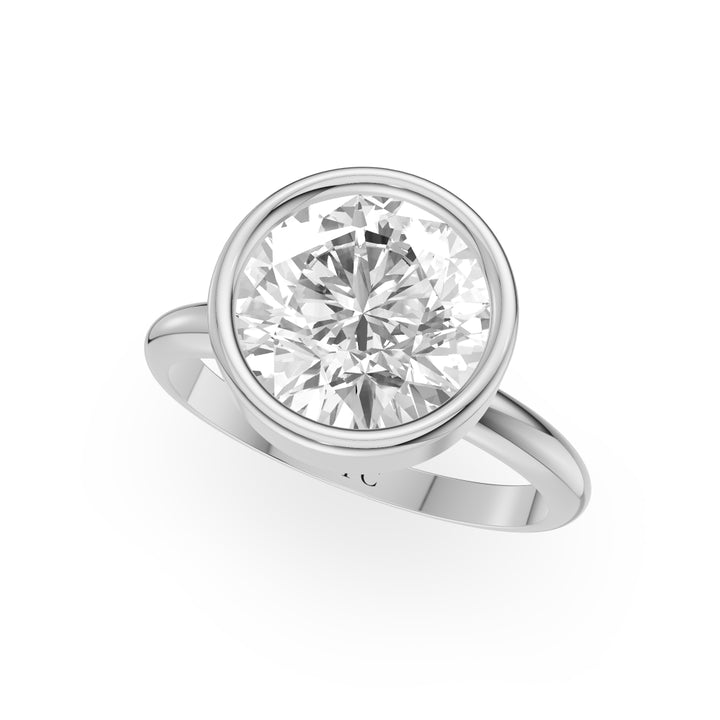Jessia Bezel Solitaire Engagement Ring in Round White Gold
