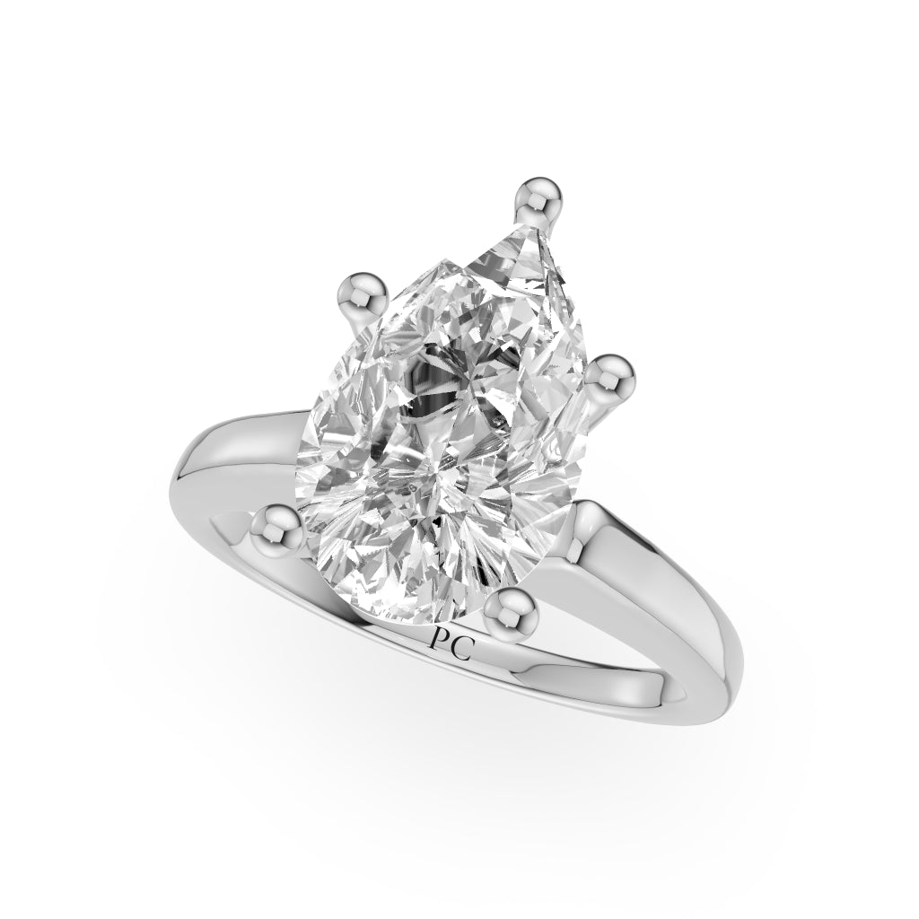 Grandeur Solitaire Engagement Rings in Pear White Gold