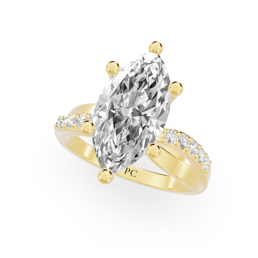 Celeste Vintage Engagement Rings in Marquise Yellow Gold