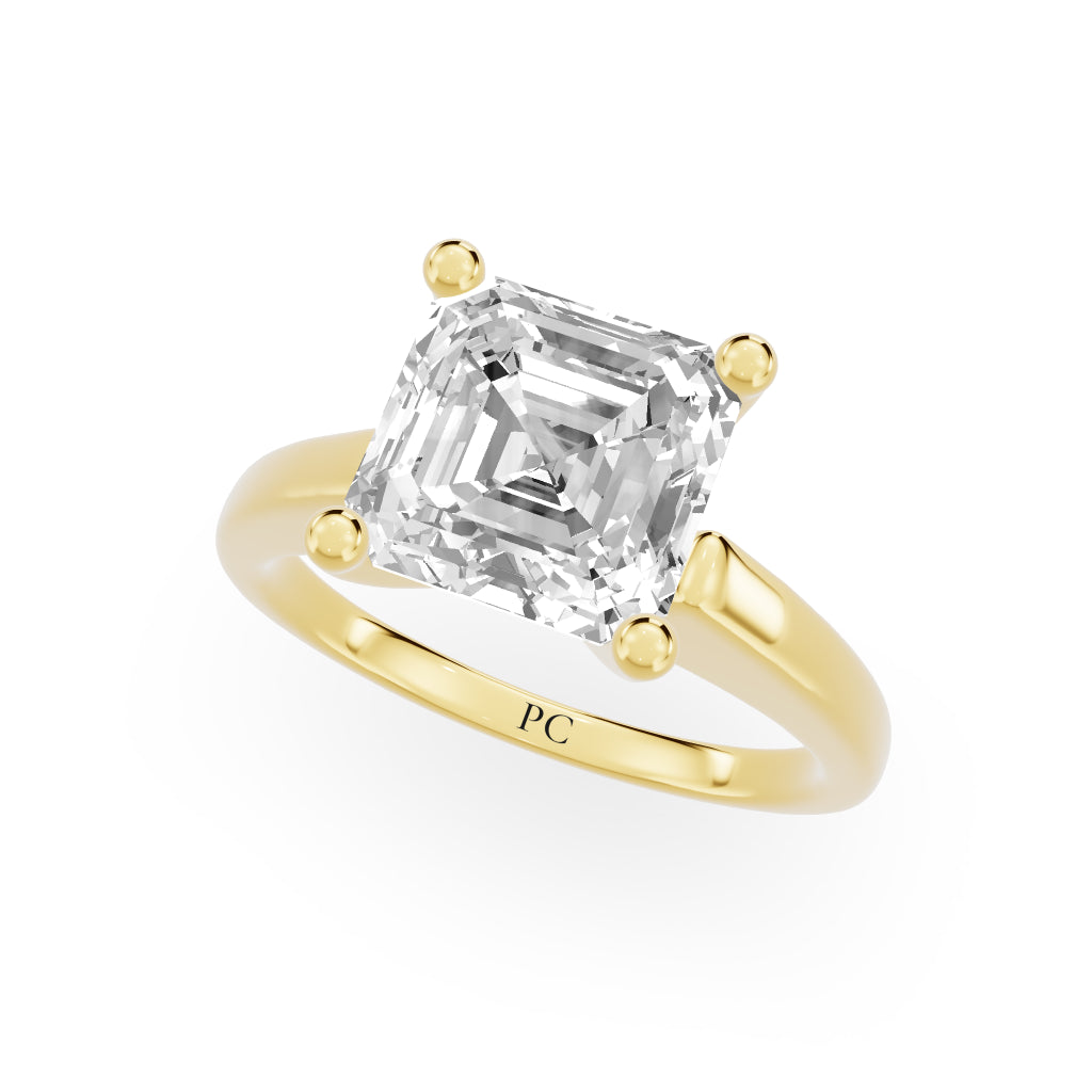 Grandeur Solitaire Engagement Rings in Asscher Yellow Gold