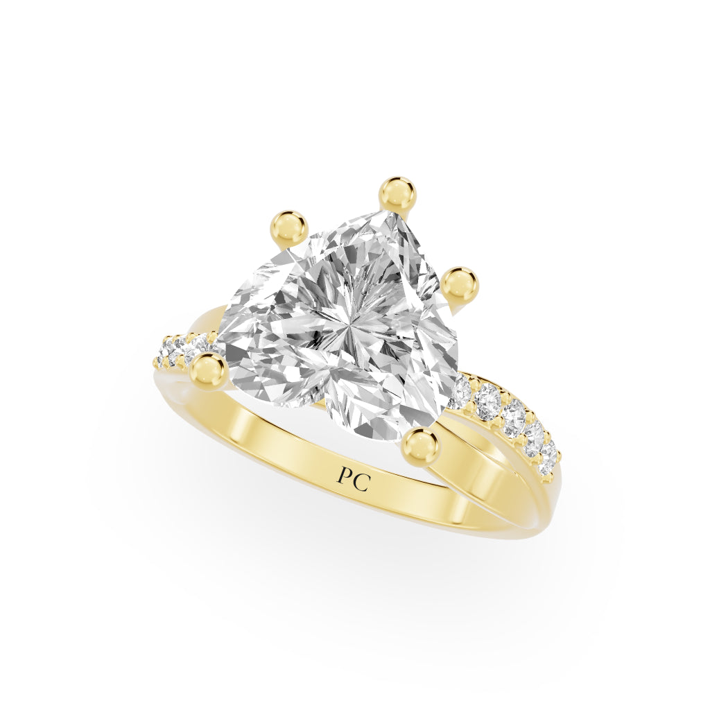 Celeste Vintage Engagement Rings in Heart Yellow Gold