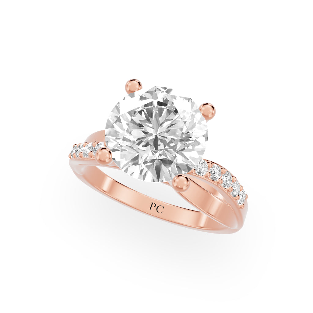 Celeste Vintage Engagement Rings in Round Rose Gold