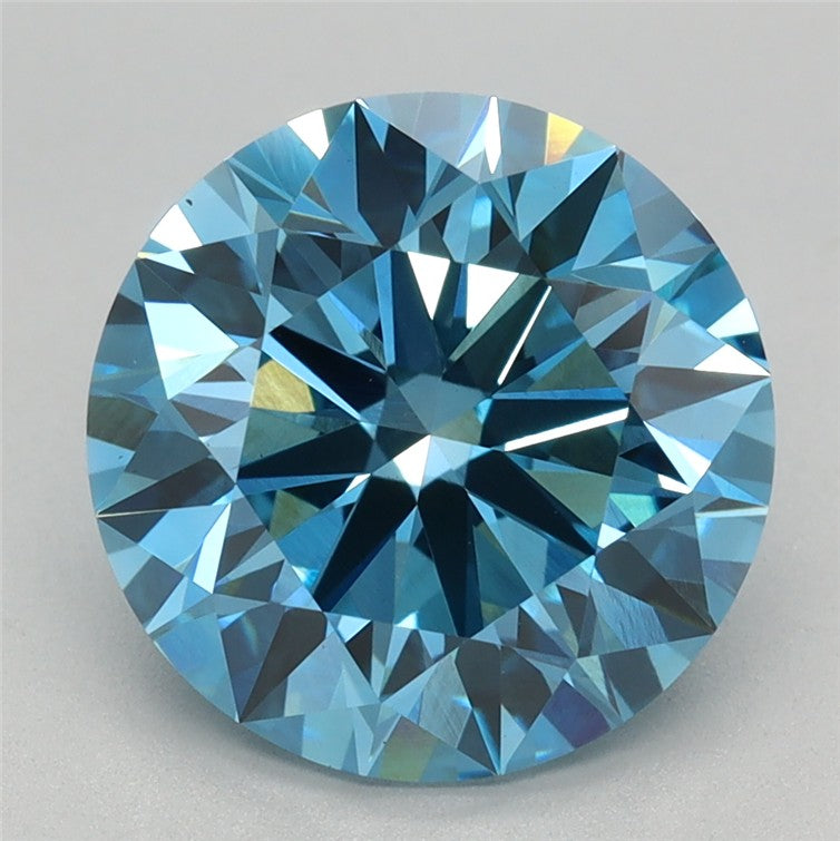 3.08CT Round Cut Coloured Lab Grown Diamond BLUE | VS1 | IGI Certified