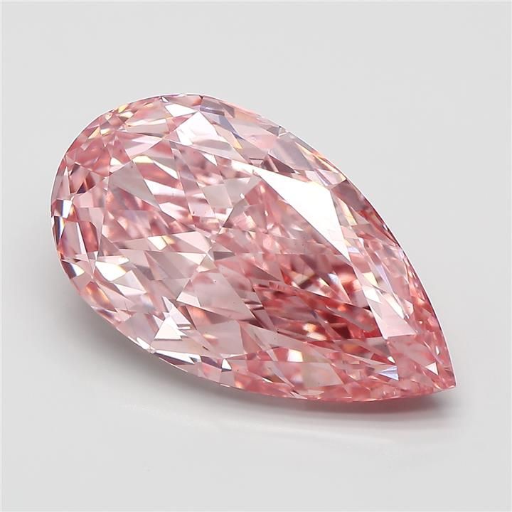 9.37CT Pear Cut Coloured Lab Grown Diamond PINK | VS2 | IGI Certified