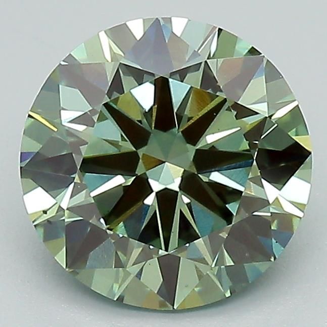 2.03CT Round Cut Coloured Lab Grown Diamond GREEN | VS2 | IGI Certified