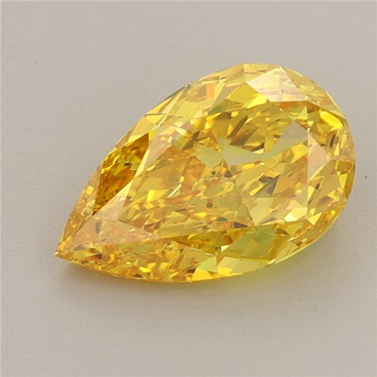 1.65CT Pear Cut Coloured Lab Grown Diamond YELLOW | VVS2 | IGI Certified