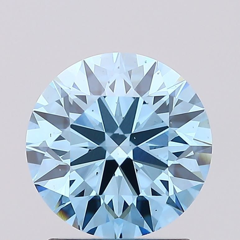1.54CT Round Cut Coloured Lab Grown Diamond BLUE | VS2 | IGI Certified