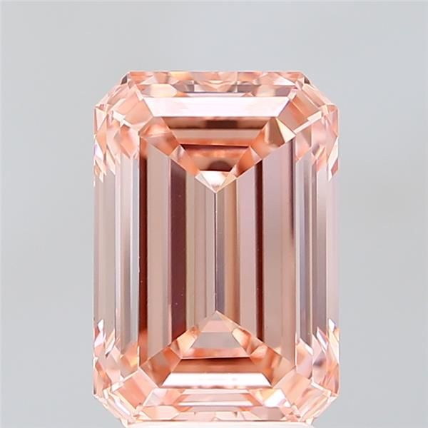 3.8CT Emerald Cut Coloured Lab Grown Diamond PINK | VVS2 | IGI Certified