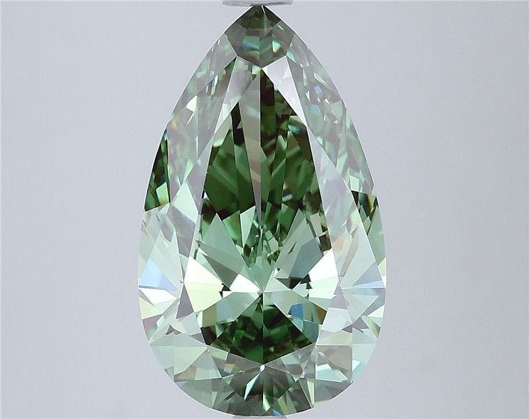 3.82CT Pear Cut Coloured Lab Grown Diamond GREEN | VVS2 | IGI Certified