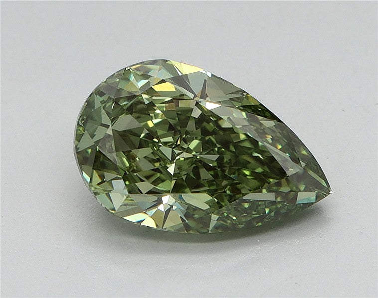 2.03CT Pear Cut Coloured Lab Grown Diamond GREEN | VVS2 | IGI Certified