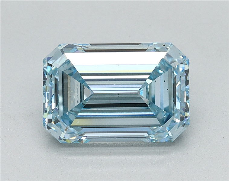 2.81CT Emerald Cut Coloured Lab Grown Diamond BLUE | VS1 | IGI Certified